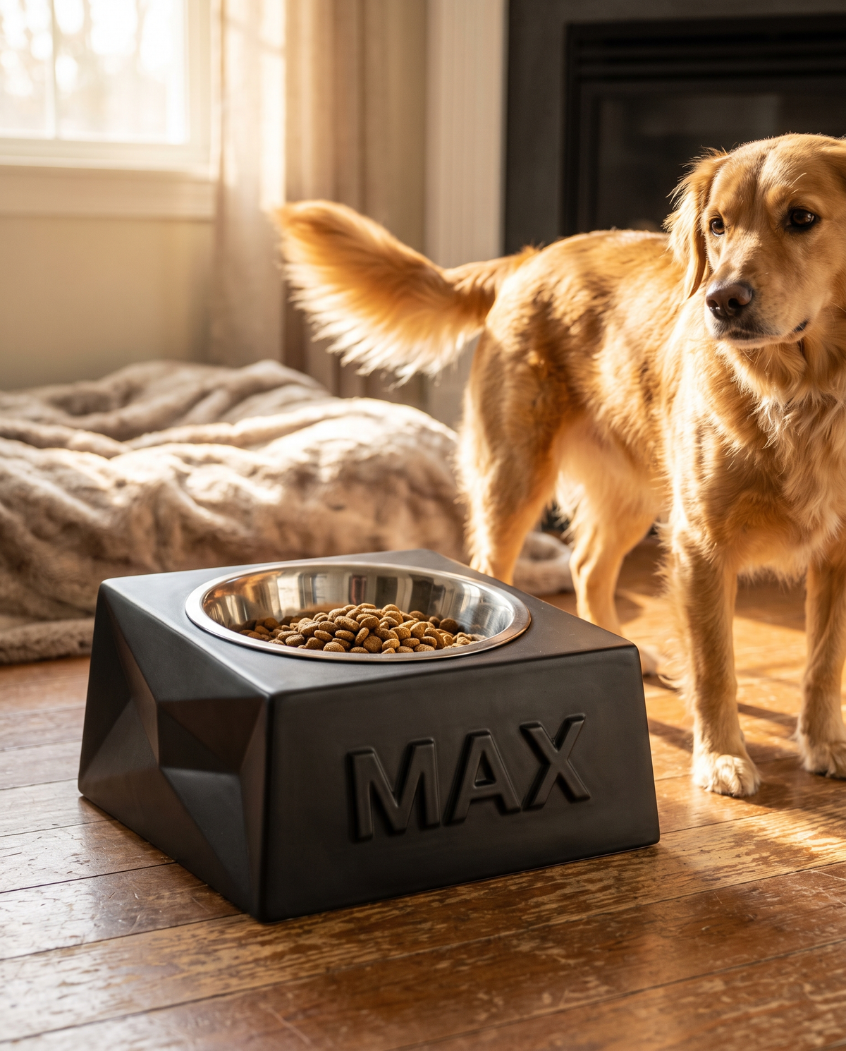 Comedero para Perro Personalizado con Nombre - Base Antideslizante + Plato de Acero