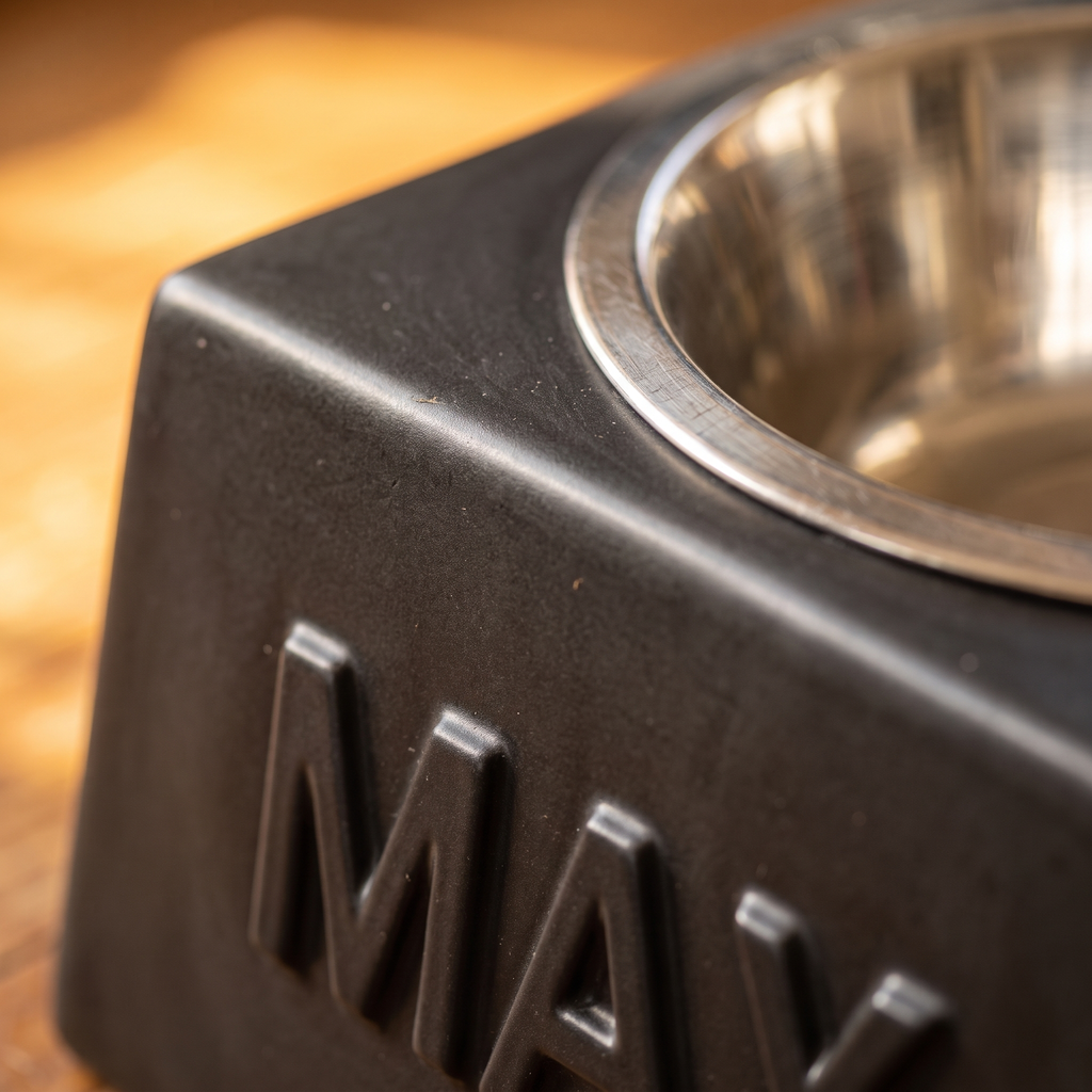 Comedero para Perro Personalizado con Nombre - Base Antideslizante + Plato de Acero