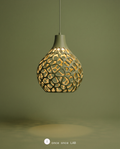 Lámpara Colgante Voronoi — Patrón Calado que Proyecta Luz (Verde)