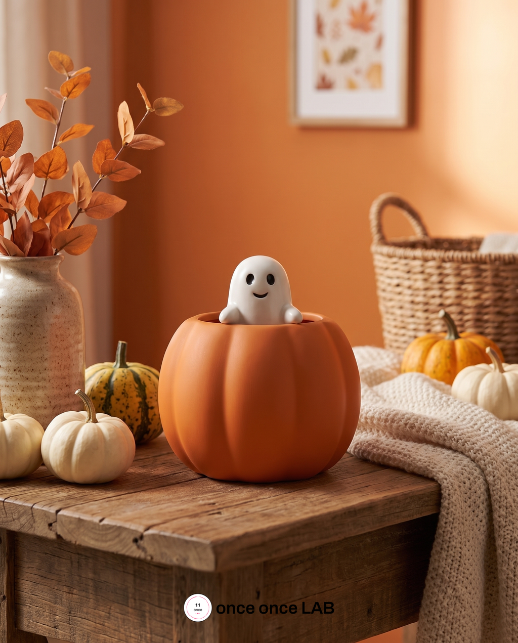 Calabaza Fantasma — Contenedor Decorativo de Halloween