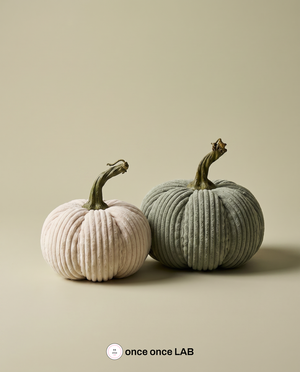 Calabazas Tejidas (Par) — Decoración de Otoño Textura Knit