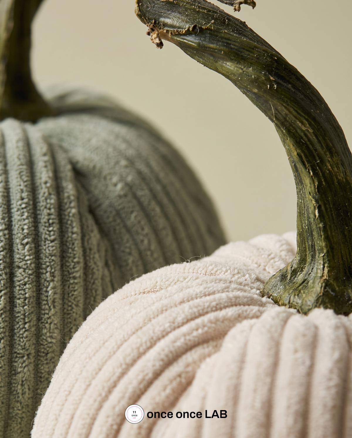 Calabazas Tejidas (Par) — Decoración de Otoño Textura Knit