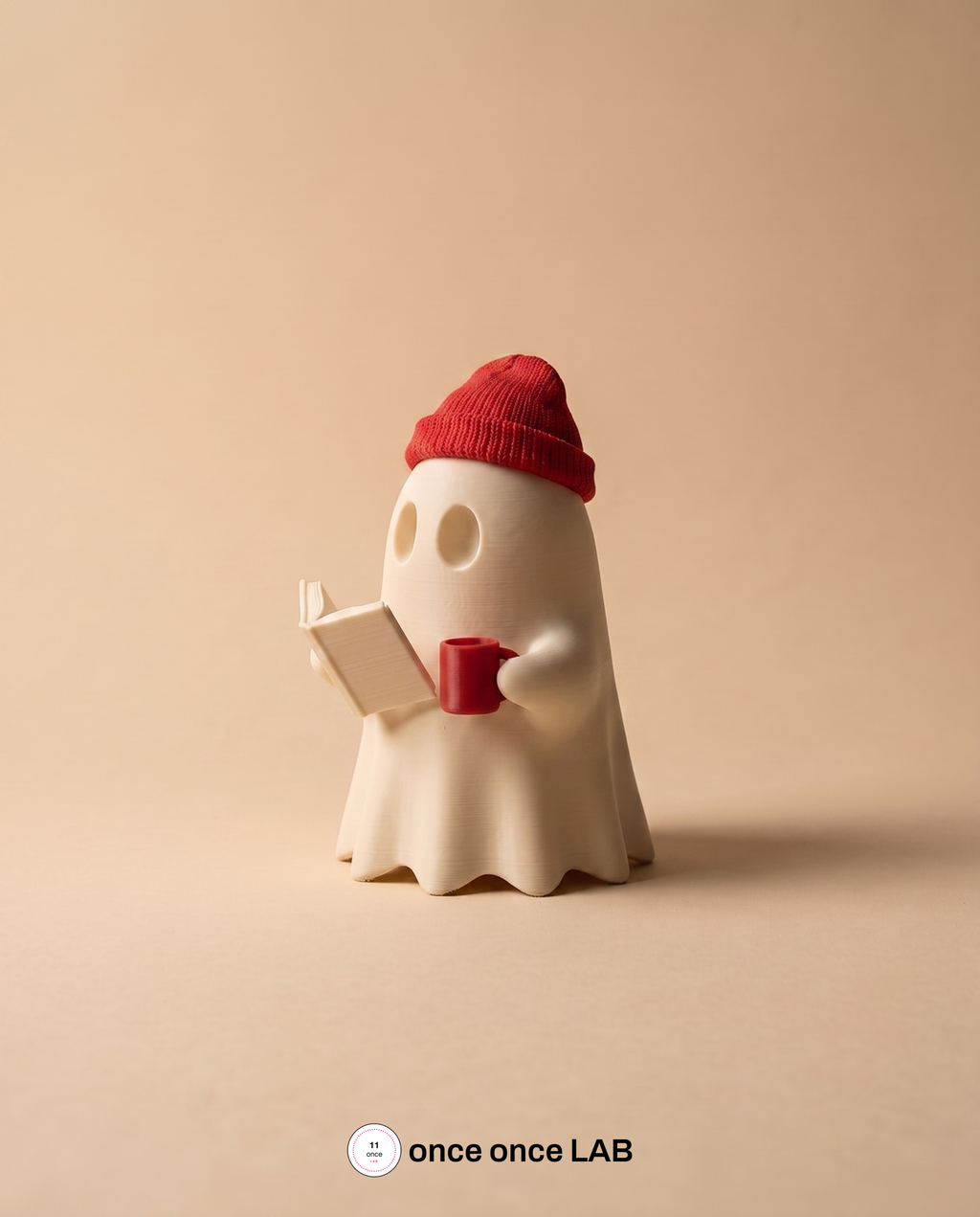 Fantasma Lector con Gorro — Figura Decorativa