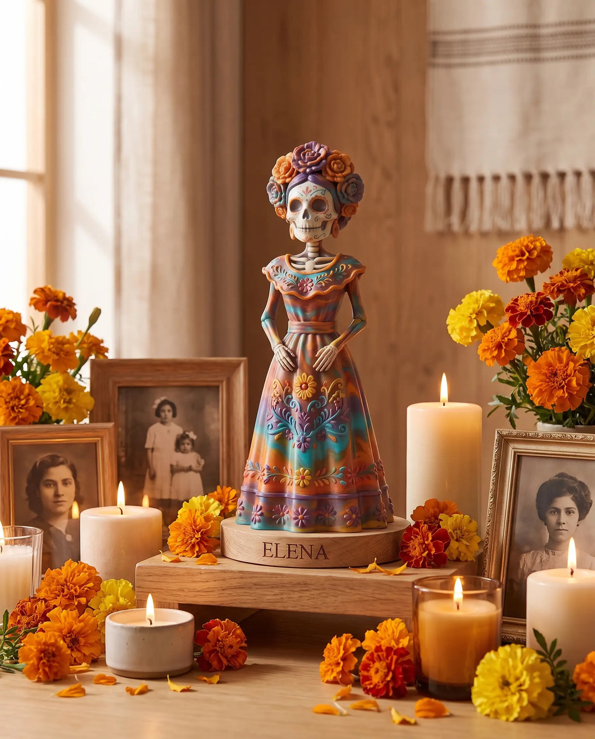 Catrina Día de Muertos 13 cm Decorativa Coleccionable