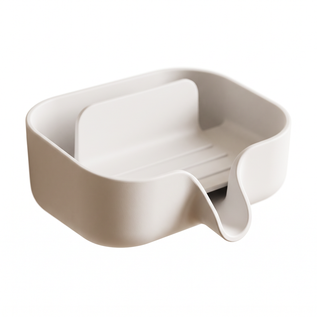 Jabonera Con Porta Esponja Drenaje Bano Plastico